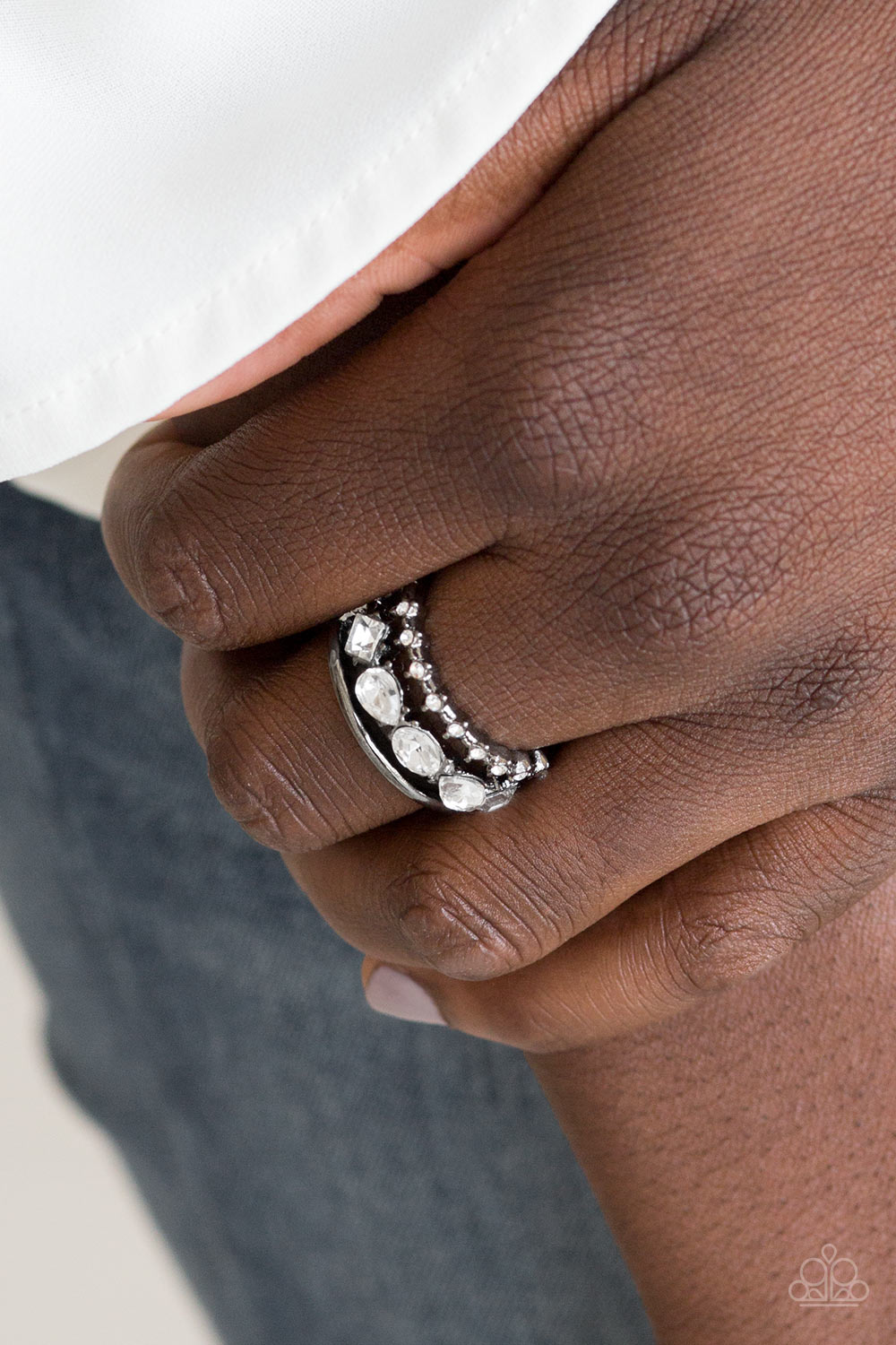 Gunmetal Rhinestone ring