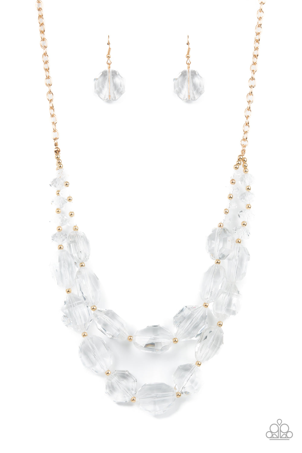 Gold Necklace with Clear Beads