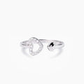 925 Sterling Silver Inlaid Zircon Heart Open Ring