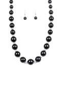 Black Pearl and Silver Rhinestone Necklace