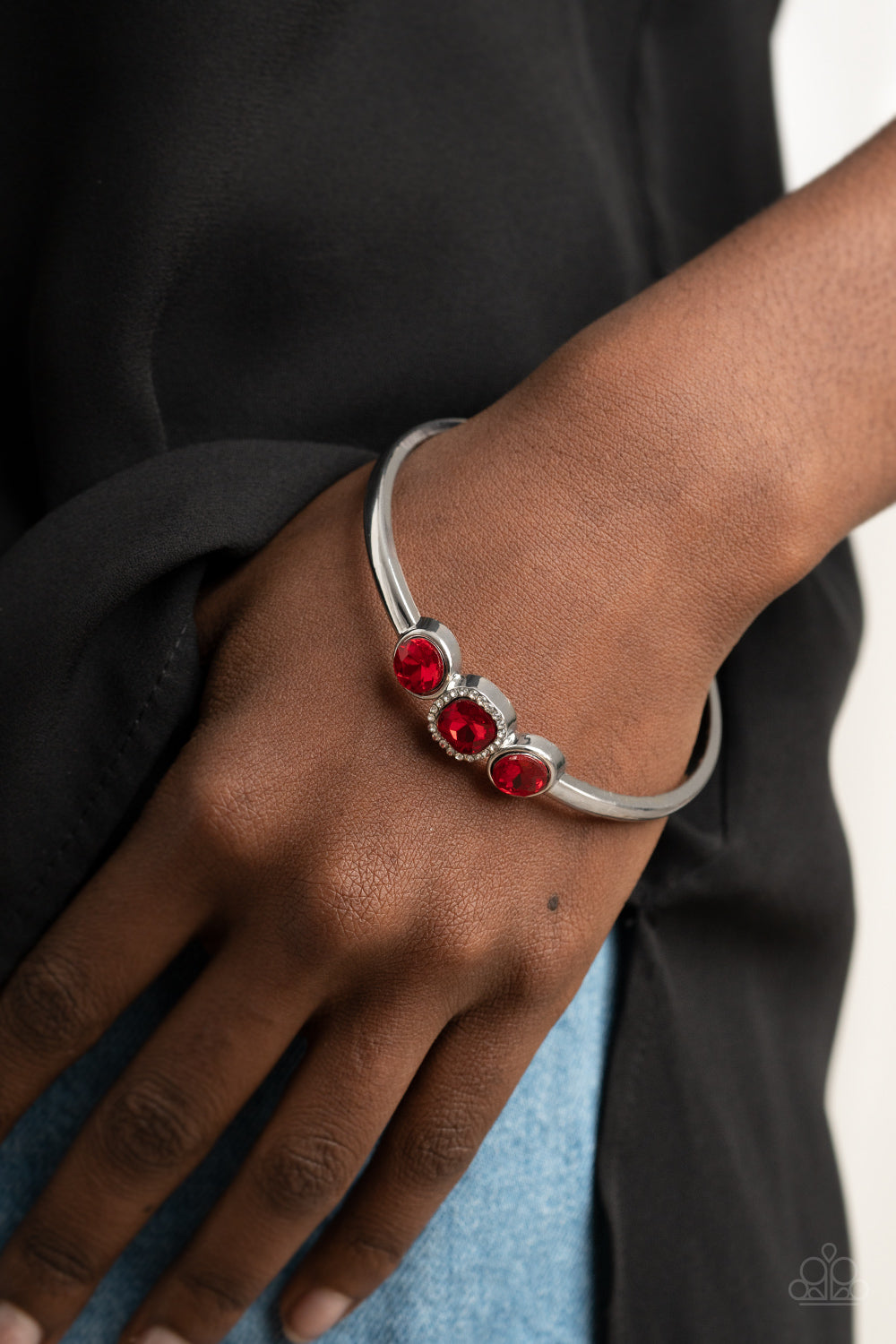 Red Stone Silver Bracelet