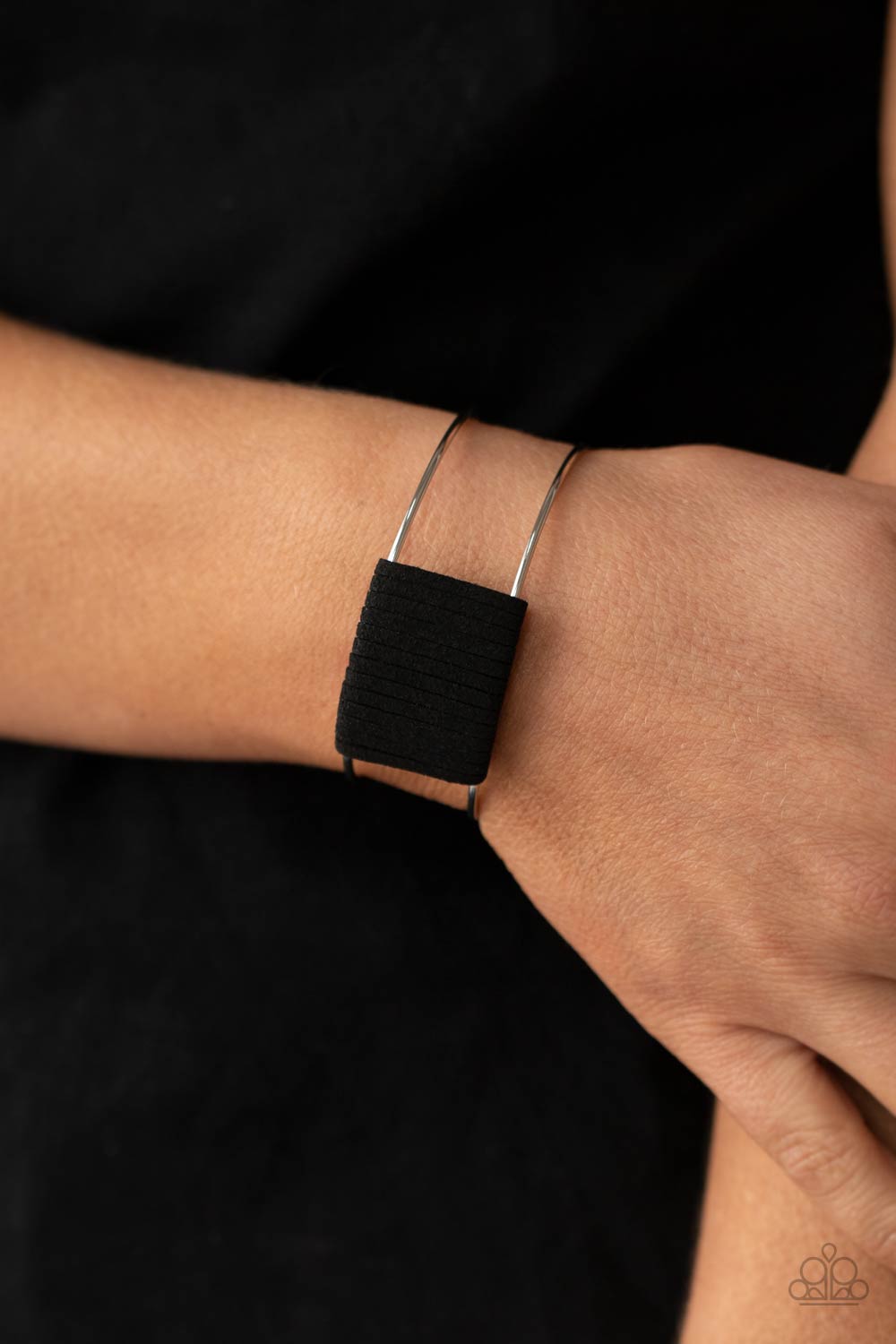 Silver Bracelet with Black Suede