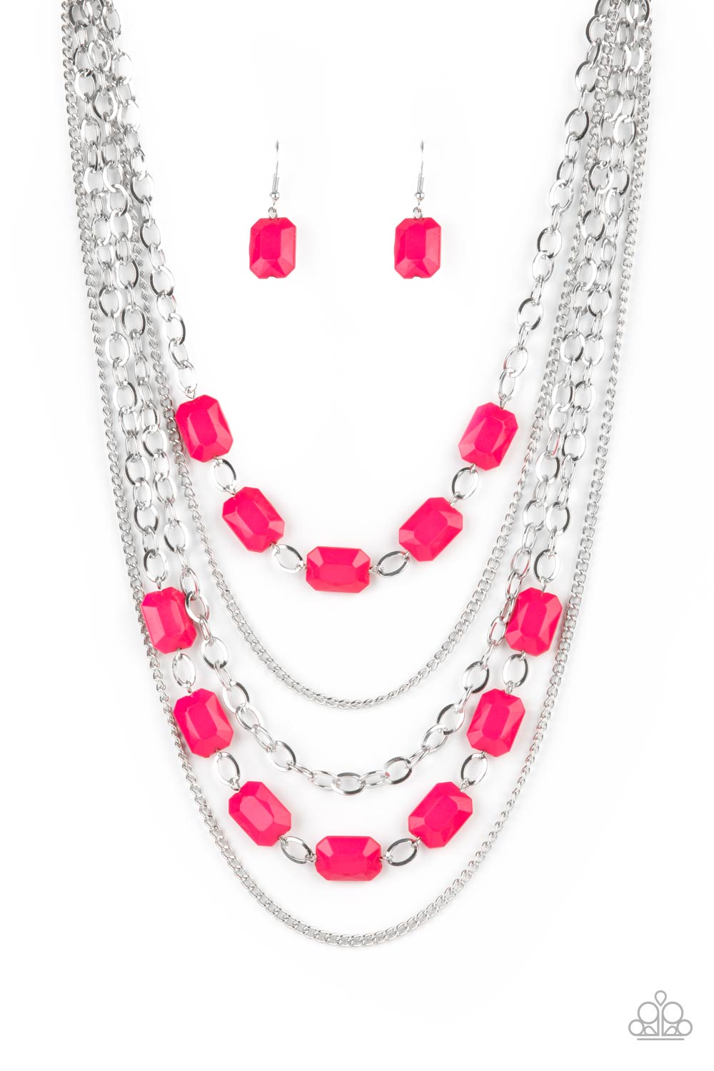 Silver and Pink Necklace