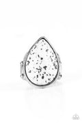 White Stone Ring with Black Speckles