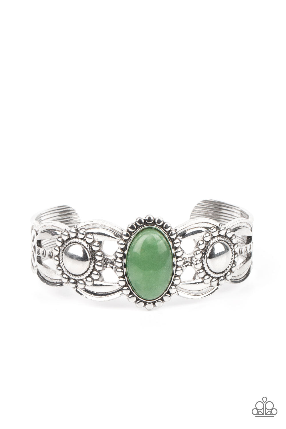 Silver Bracelet with Green Stone