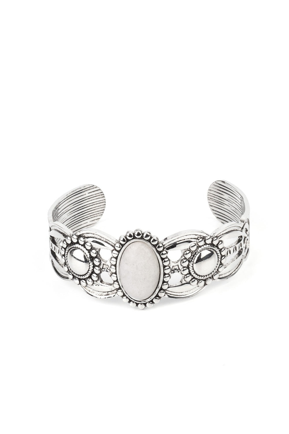 Silver Bracelet with White Stone