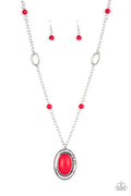 Silver Neclace with Red Stone Pendant