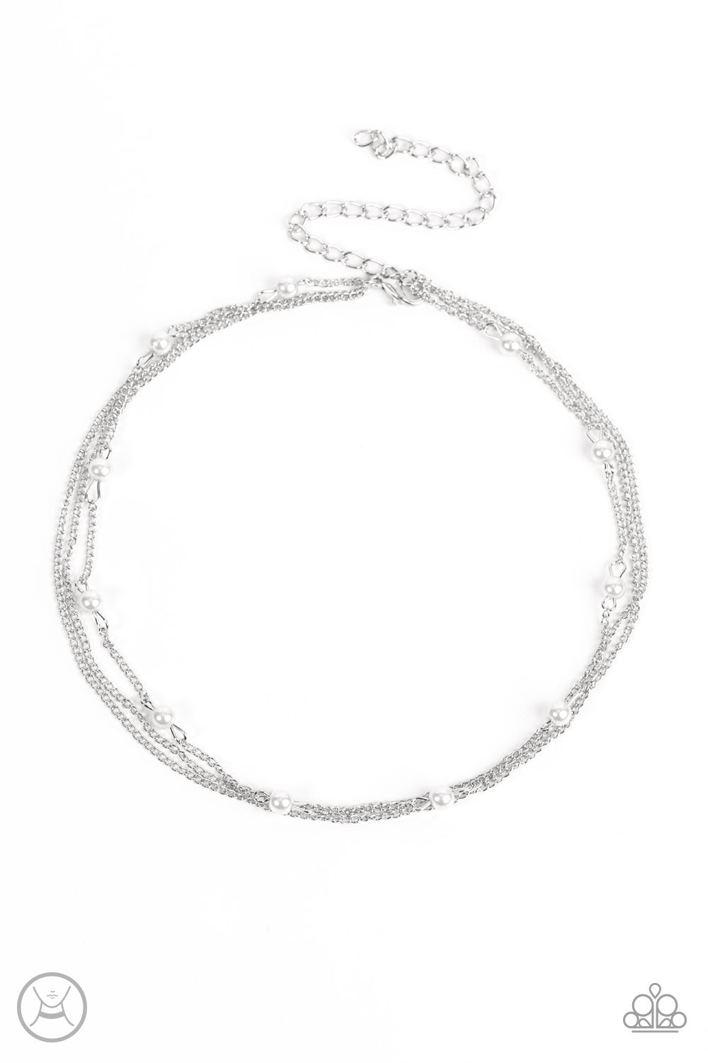 Dainty Silver Necklace with White Pearls