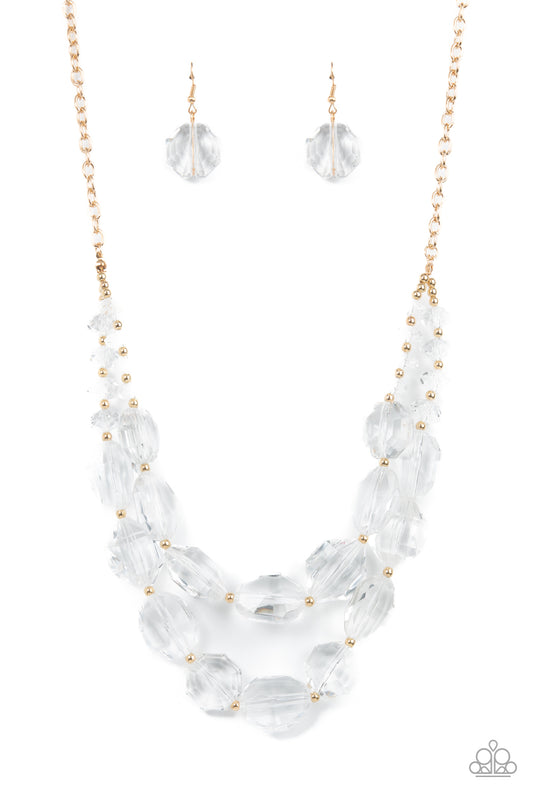 Gold Necklace with Clear Beads