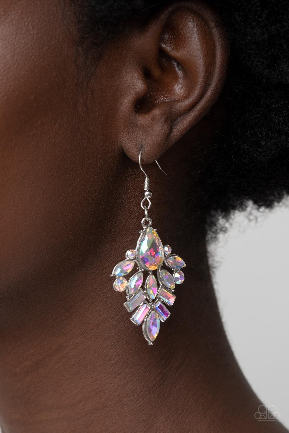 Multi colored Silver Earring