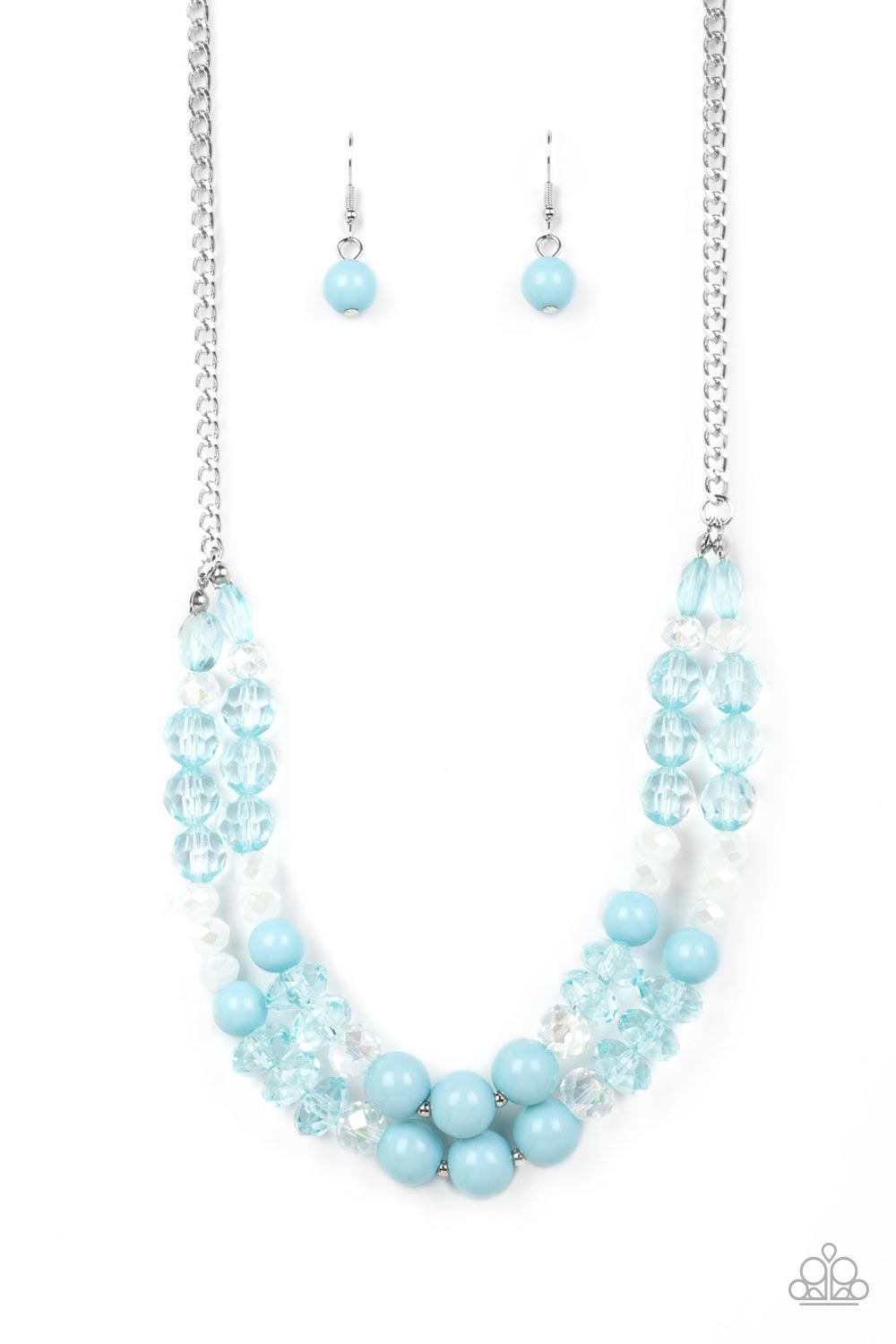 Blue Necklace with Glassy Beads