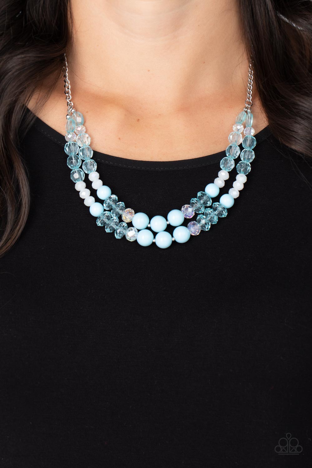 Blue Necklace with Glassy Beads