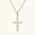 925 Sterling Silver Moissanite Cross Pendant Necklace